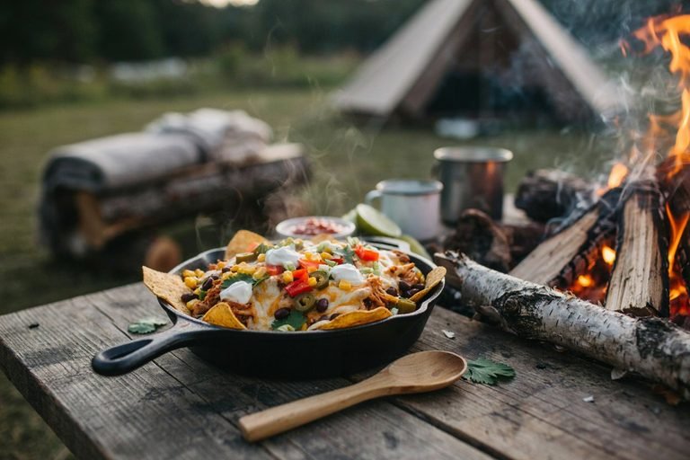 Camping Food: Grilled Nachos Recipe Made on a Grill or Over the Campfire